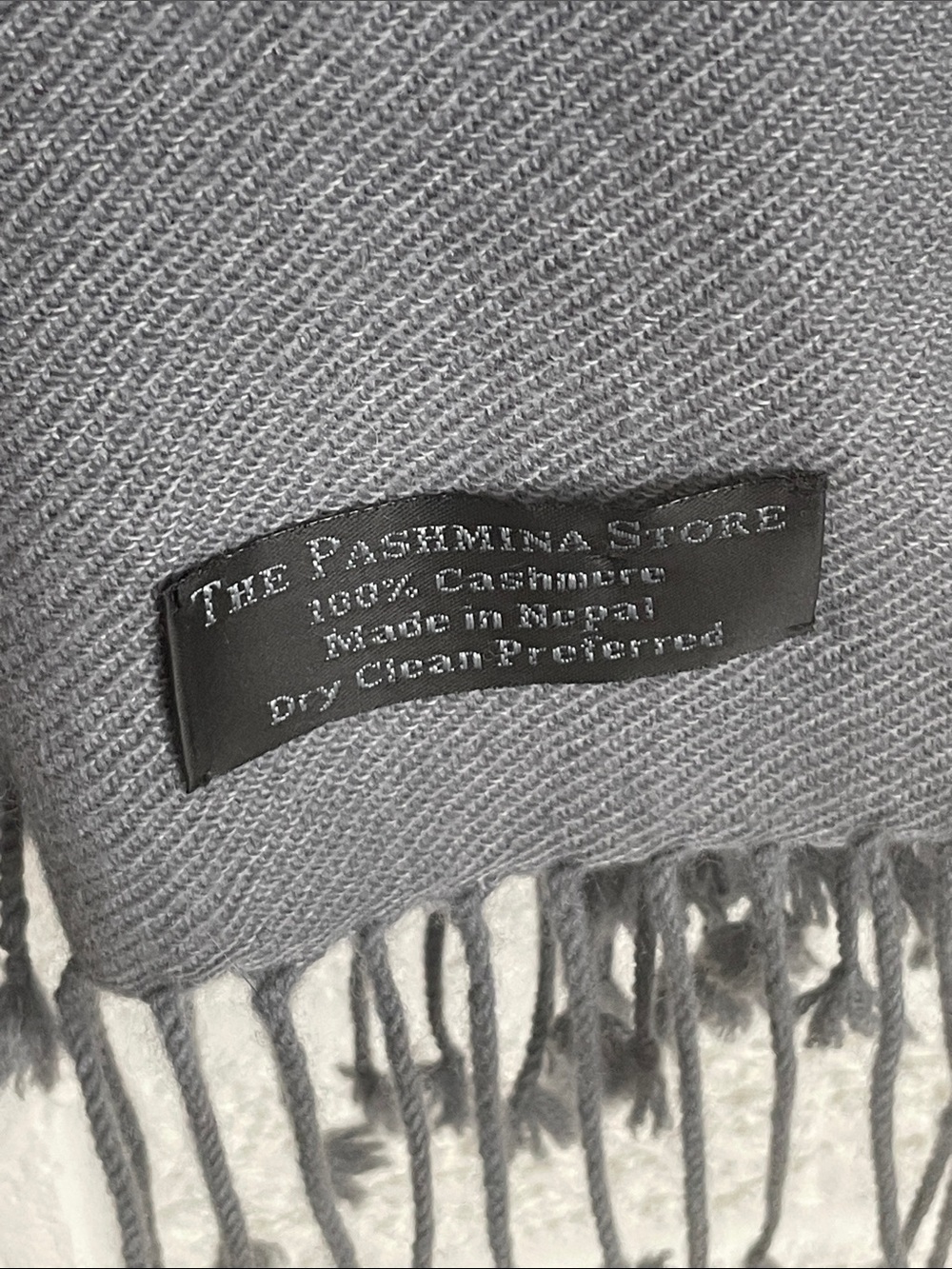 Gray grey pashmina 100% cashmere Nepal - Picture 2 of 2